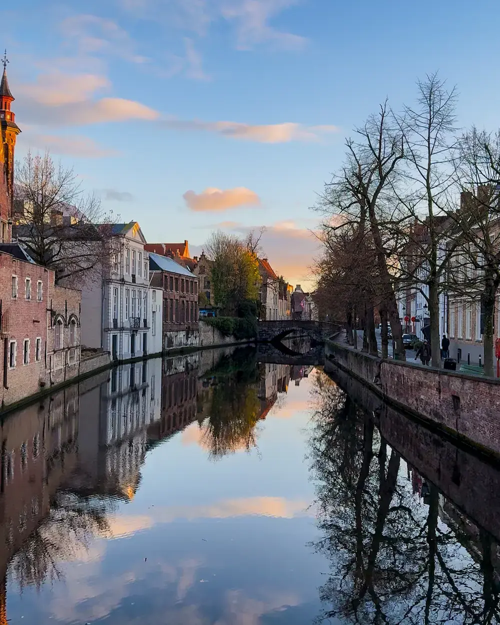 Walking along the canals in Bruges