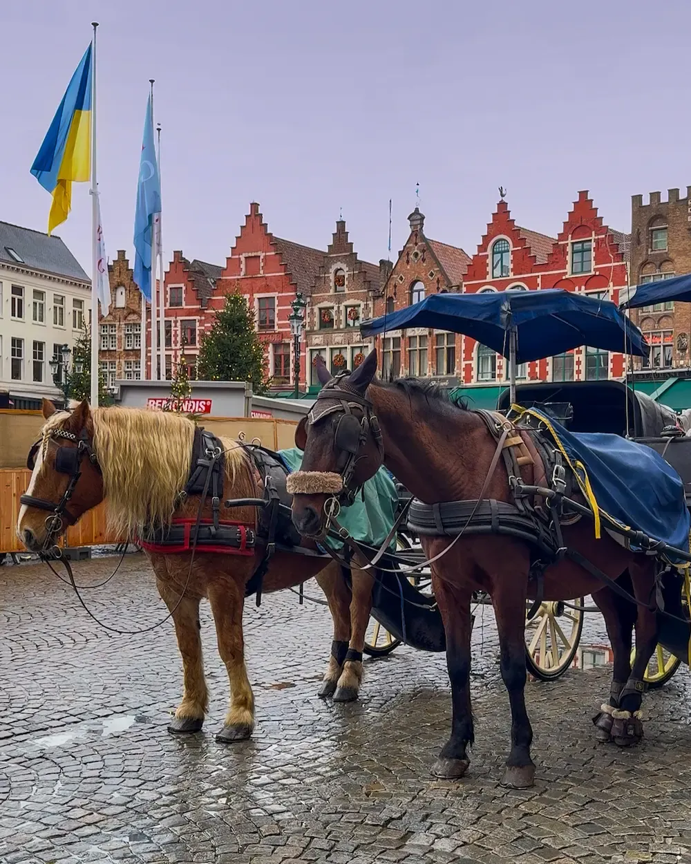 Markt Square in Bruges with colourful guild houses